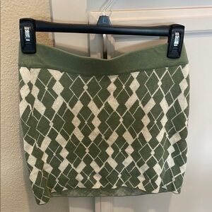 Green and White Argyle Knit Skirt